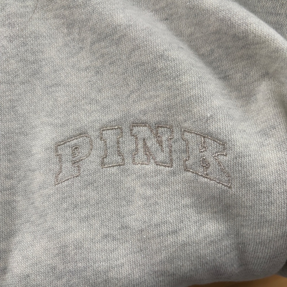 PINK Victoria's Secret Light Gray Quarter-Zip Sweater - Picture 2 of 10